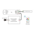Nuolatinės įtampos RGB/RGBW valdiklis V4 12-36V 4x5A + Push DIM