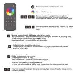4 zonų nuotolinis valdymo pultelis RT9 tinkamas vienos spalvos RGB/RGBW LED valdiklių valdymui