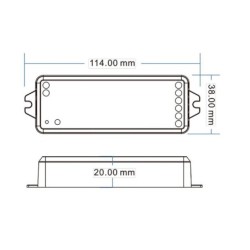 Nuolatinės įtampos 5 kanalų universalus SMART WiFi TUYA vienos spalvos, CCT, RGB/RGBW/RGB+CCT  valdiklis WT5 12-46V 5x3A su gali
