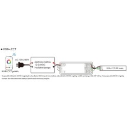 Nuolatinės įtampos 5 kanalų universalus SMART WiFi TUYA vienos spalvos, CCT, RGB/RGBW/RGB+CCT  valdiklis WT5 12-46V 5x3A su gali