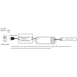Nuolatinės įtampos 5 kanalų universalus SMART WiFi TUYA vienos spalvos, CCT, RGB/RGBW/RGB+CCT  valdiklis WT5 12-46V 5x3A su gali