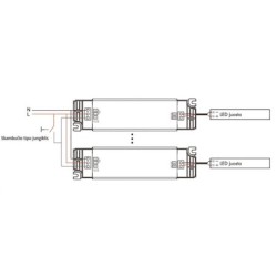 40W TRAC transformatorius TE-40-24, 24V LED juostoms naudojamas su sukamu šviesos reguliatoriumi arba skambčio tipo mygtuku "Pus