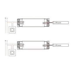 75W TRAC transformatorius TE-75-24, 24V LED juostoms naudojamas su sukamu šviesos reguliatoriumi arba skambčio tipo mygtuku "Pus