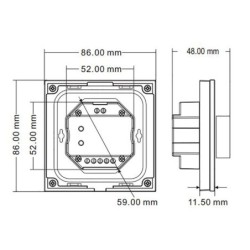 Sieninis rotorinis LED valdiklis T1-K   12-48VDC  3CH*4A RF Baltas