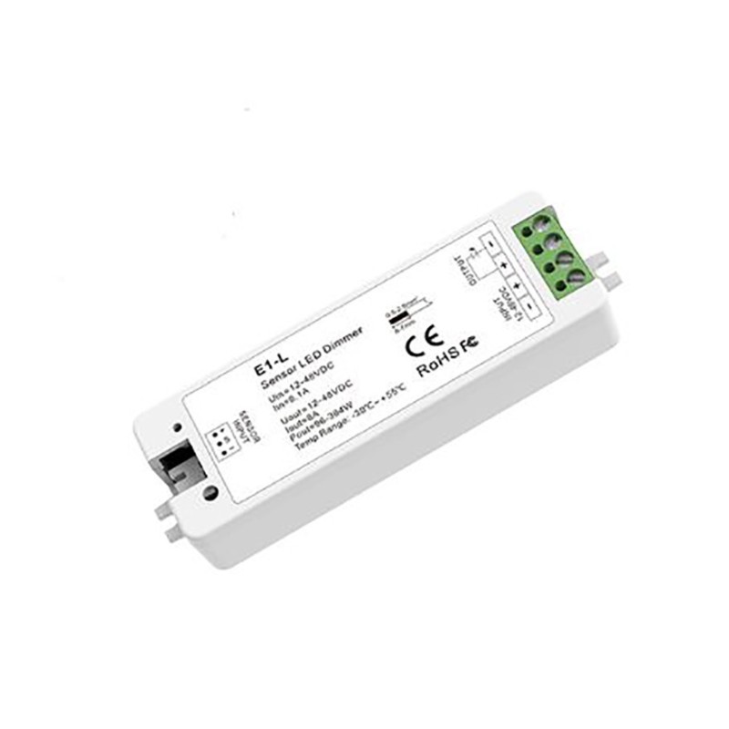LED juostų 12-48VDC 8A valdiklis skirtas judesio davikliams ir sensoriams (atskirai reikalingi priedai)