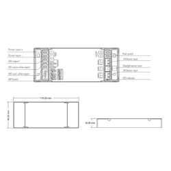 Vienos zonos (1 spalvos arba CCT) valdiklis su 2 judesio davikliais ES-V (12-48V) + Push DIM