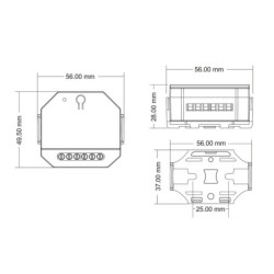 230V Valdiklis TRIAC + Push DIM S1-F + RF (150-360W) Pakaknka 3 gyslų laido + Push DIM