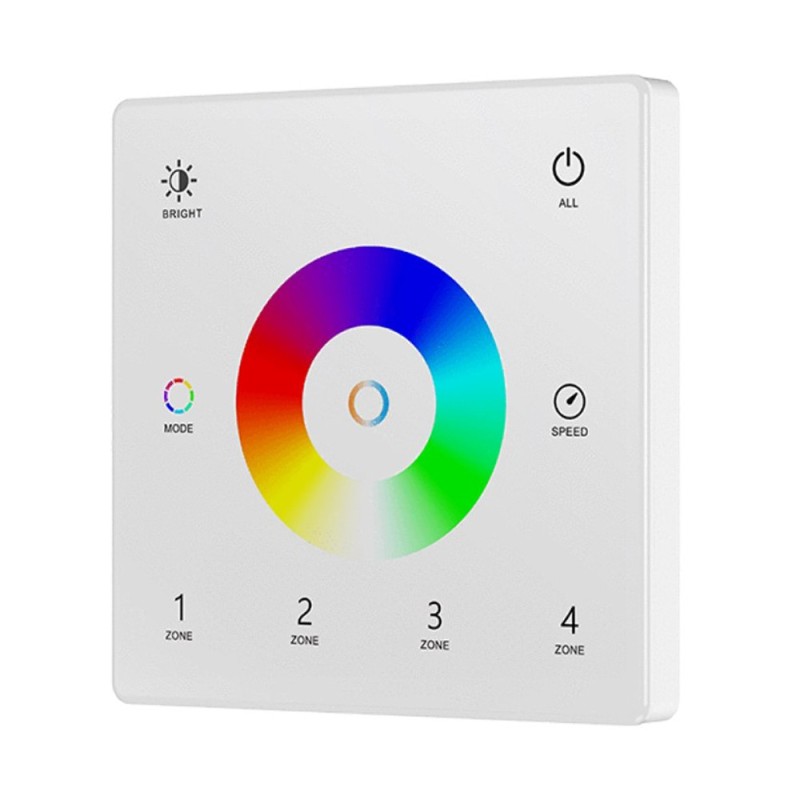4 zonų RGB+CCT Belaidis sieninis liečiamas reguliatorius TW5-4 baltas 1xCR2032