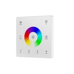 4 zonų RGB/RGBW Belaidis sieninis liečiamas reguliatorius TW4 baltas 1xCR2032