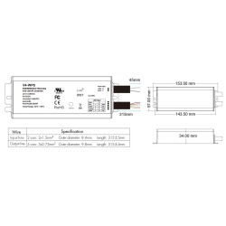 Hermetiškas IP67 nuolatinės įtampos RGB/RGBW valdiklis V4-WPS 12-36V 4x5A