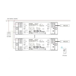 RF valdomas 40W 24V pritemdomas maitinimo šaltinis su PUSH-DIM funkcija