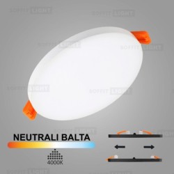Balta įmontuojama LED panelė UNO 14W 4000K (Keičiamo skersmens)