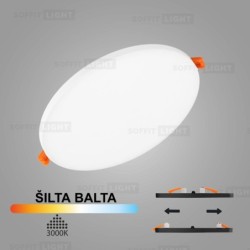 Balta įmontuojama LED panelė UNO 20W 3000K (Keičiamo skersmens)
