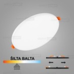 Balta įmontuojama LED panelė UNO 20W 3000K (Keičiamo skersmens)