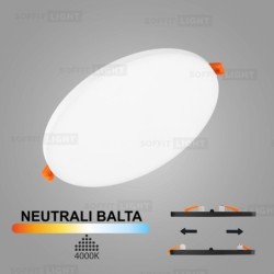 Balta įmontuojama LED panelė UNO 20W 4000K (Keičiamo skersmens)