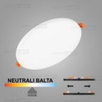 Balta įmontuojama LED panelė UNO 20W 4000K (Keičiamo skersmens)