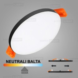 Juoda įmontuojama LED panelė UNO 10W 4000K (Keičiamo skersmens)
