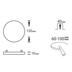 Juoda įmontuojama LED panelė UNO 10W 4000K (Keičiamo skersmens)