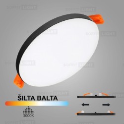 Juoda įmontuojama LED panelė UNO 14W 3000K (Keičiamo skersmens)