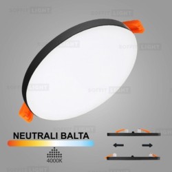 Juoda įmontuojama LED panelė UNO 14W 4000K (Keičiamo skersmens)