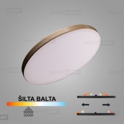 Aukso spalvos įmontuojama LED panelė UNO 10W 3000K (Keičiamo skersmens)