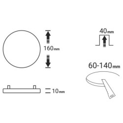 Aukso spalvos įmontuojama LED panelė UNO 14W 3000K (Keičiamo skersmens)