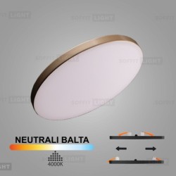 Aukso spalvos įmontuojama LED panelė UNO 14W 4000K (Keičiamo skersmens)