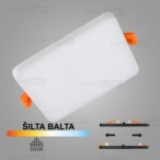 Balta kvadratinė įmontuojama LED panelė UNO 10W 3000K (Keičiamo skersmens)