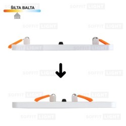 Balta kvadratinė įmontuojama LED panelė UNO 10W 3000K (Keičiamo skersmens)