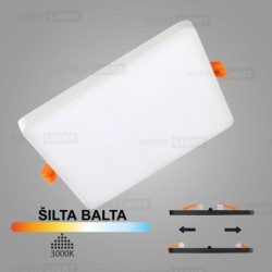 Balta kvadratinė įmontuojama LED panelė UNO 14W 3000K (Keičiamo skersmens)