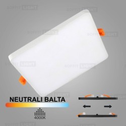 Balta kvadratinė įmontuojama LED panelė UNO 14W 4000K (Keičiamo skersmens)