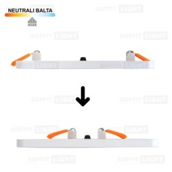 Balta kvadratinė įmontuojama LED panelė UNO 14W 4000K (Keičiamo skersmens)