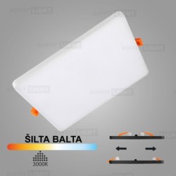 Balta kvadratinė įmontuojama LED panelė UNO 20W 3000K (Keičiamo skersmens)