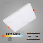 Balta kvadratinė įmontuojama LED panelė UNO 20W 3000K (Keičiamo skersmens)