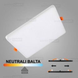 Balta kvadratinė įmontuojama LED panelė UNO 20W 4000K (Keičiamo skersmens)