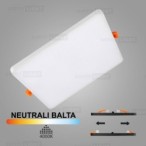 Balta kvadratinė įmontuojama LED panelė UNO 20W 4000K (Keičiamo skersmens)