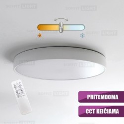 Baltas lubinis LED šviestuvas SUN60 CCT + pritemdomas 50W D:60CM valdomas pulteliu