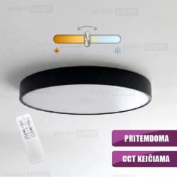 Juodas lubinis LED šviestuvas SUN60 CCT + pritemdomas 50W D:60CM valdomas pulteliu