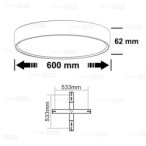 Juodas lubinis LED šviestuvas SUN60 CCT + pritemdomas 50W D:60CM valdomas pulteliu