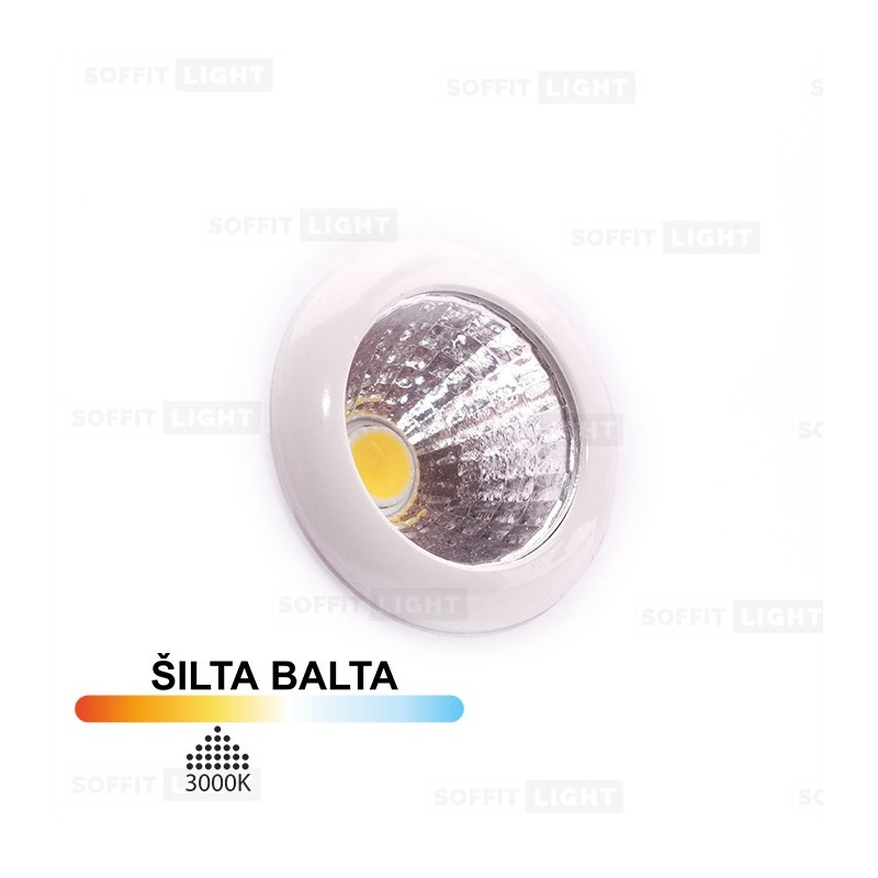 Įmontuojamas LED šviestuvas MINI 1W 3000K 80lm Baltas IP20