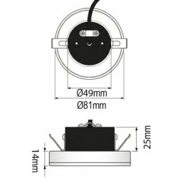 Įmontuojamas LED šviestuvas OREO 2W 3000K 140lm Baltas IP20