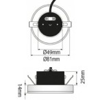 Įmontuojamas LED šviestuvas OREO 2W 3000K 140lm Baltas IP20
