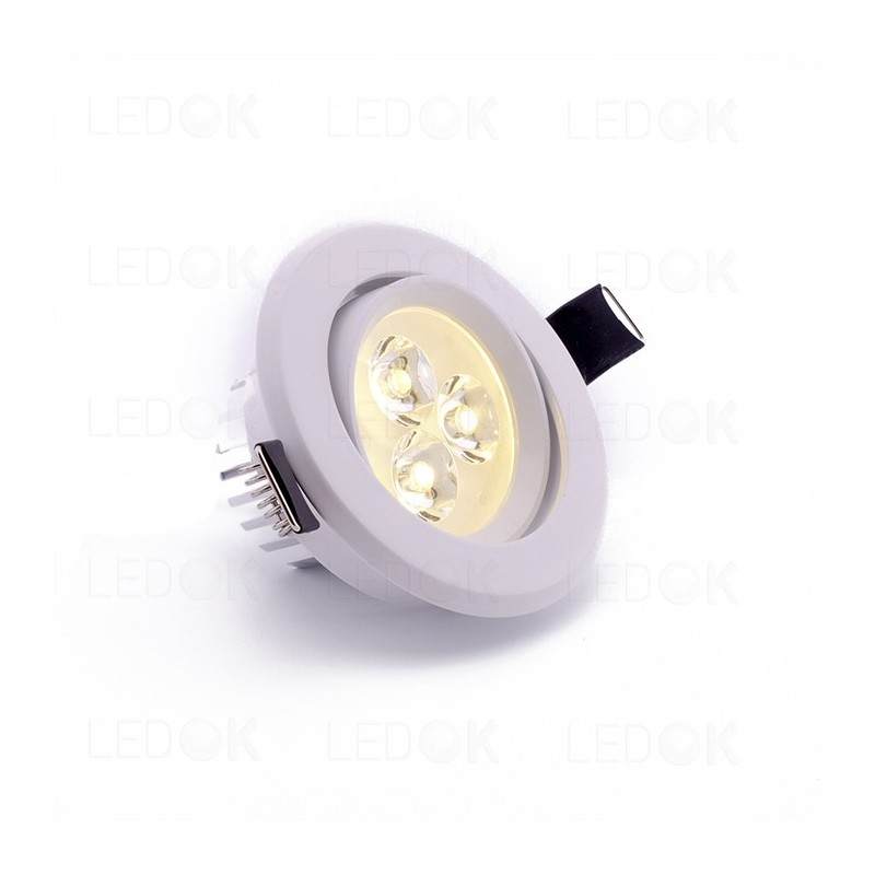 Įmontuojamas LED pakreipiamas šviestuvas 3W ultra šilta balta (2500K)