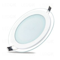 Įmontuojama LED panelė su stiklu 16W šilta balta (2700K) apvali