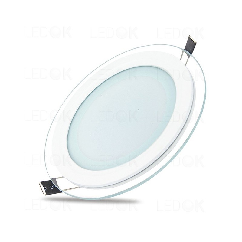 Įmontuojama LED panelė su stiklu 16W šilta balta (2700K) apvali