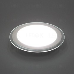 Įmontuojama LED panelė su stiklu 16W šilta balta (2700K) apvali