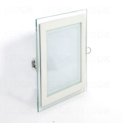 Įmontuojama LED panelė su stiklu 6W šilta balta (2700K) Keturkampė