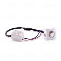 Įmontuojamas LED kryptinis šviestuvas 1W šilta balta (3300K) keturkampis