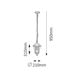 Pakabinamas lauko šviestuvas Velence E27 1x MAX 60W (Juoda)