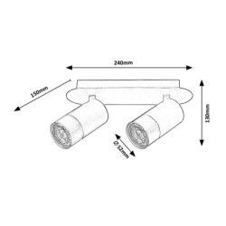 Lubinis šviestuvas Zircon GU10 2X MAX 5W (Matinė Juoda)